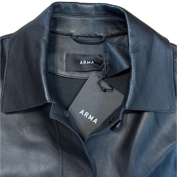 ARMA Ella Black Leather Rolled Cuff Jacket $845 NWT Sz 36 Small US 6 - Picture 4 of 8